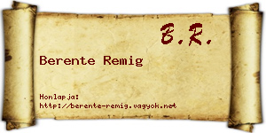Berente Remig névjegykártya